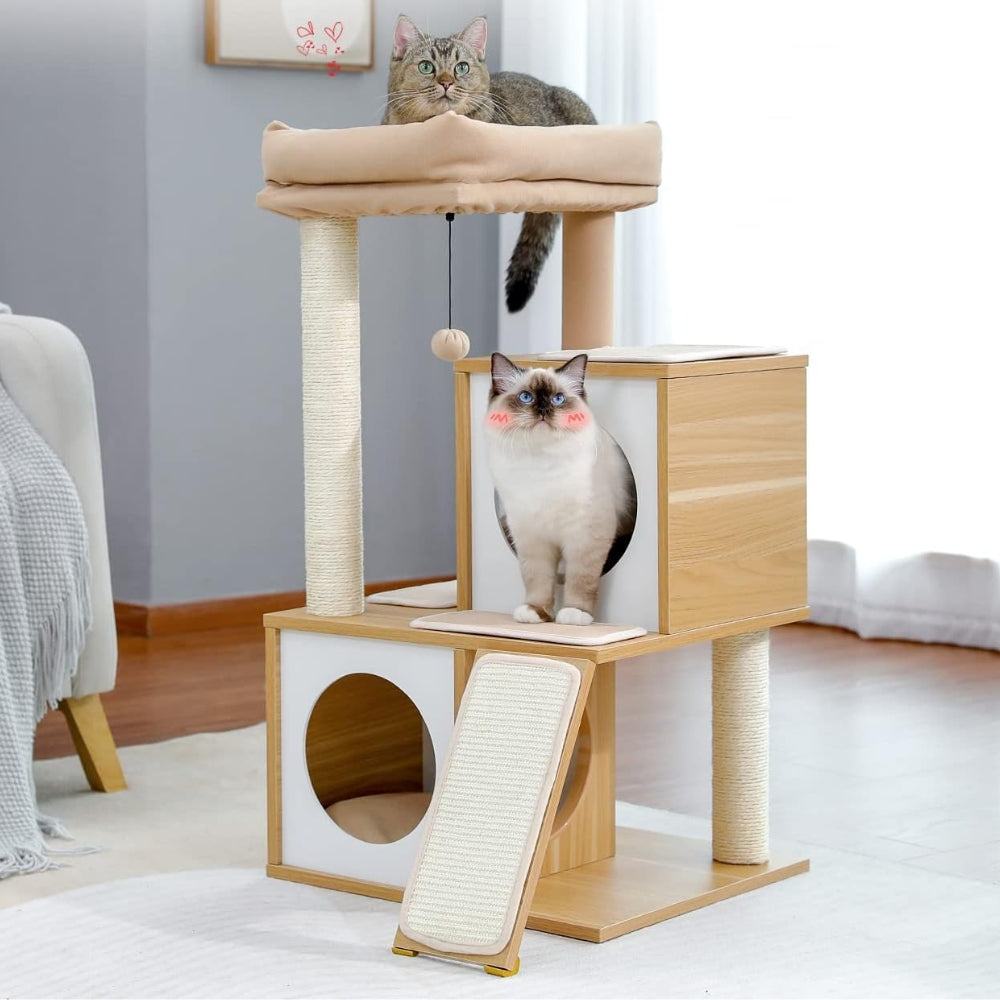 Cat Tree House with Scratching Board