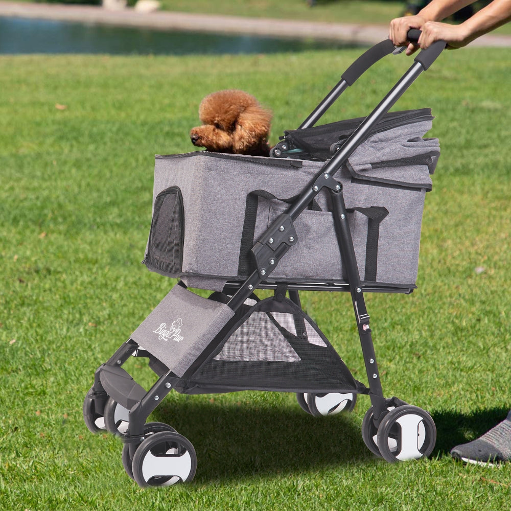 Pet Stroller with Rain Cover Dog Cat Pushchair Trolley Detachable Carrier Folding